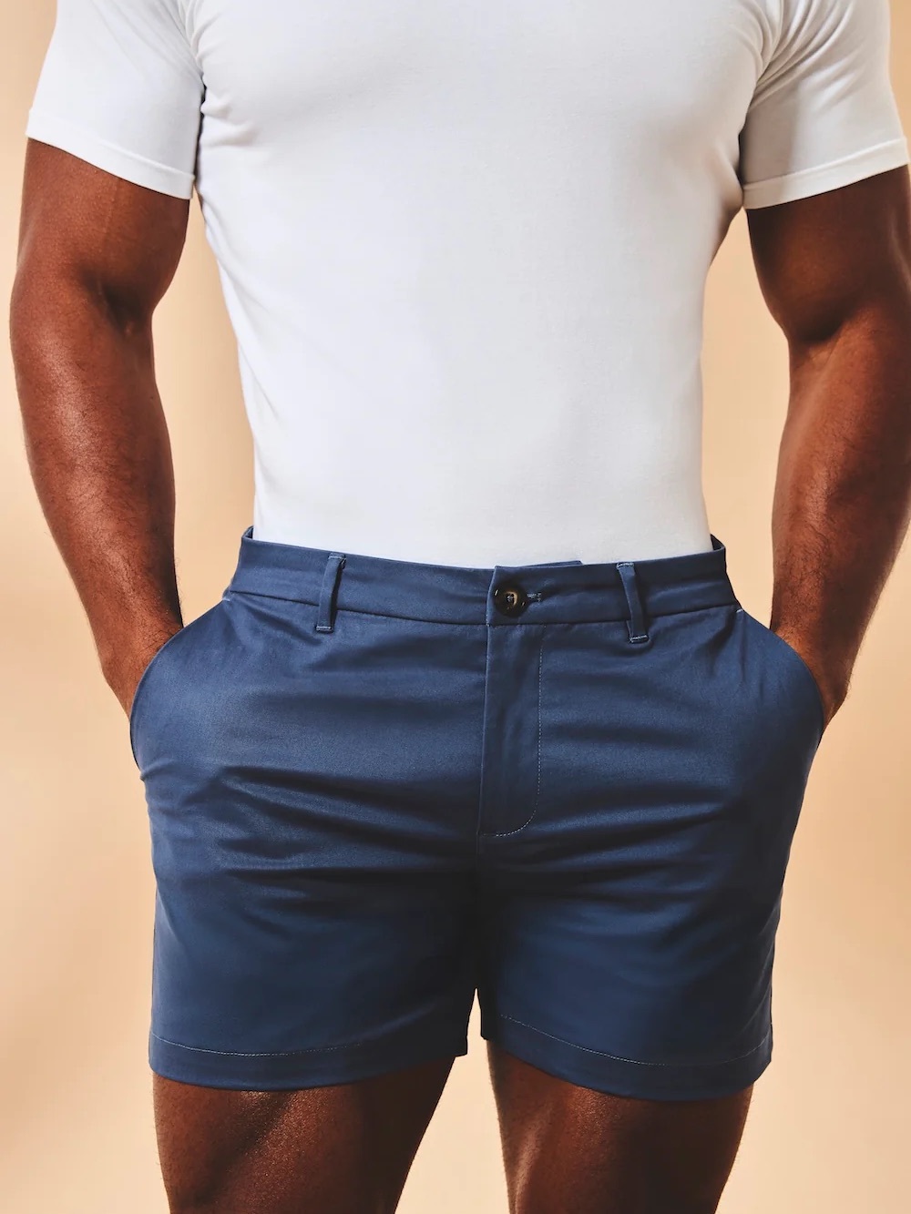 Men's Classic Navy Tailored Athlete Stretch Chino Shorts 5 in Airforce